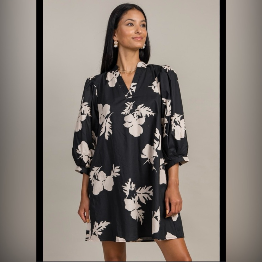 Entro Black and Cream Floral Dress